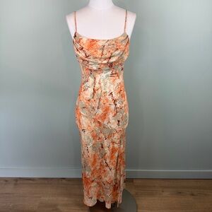 NWT Saints+Secrets Elegant Marble Print Spaghetti Strap Slip Style Dress Small